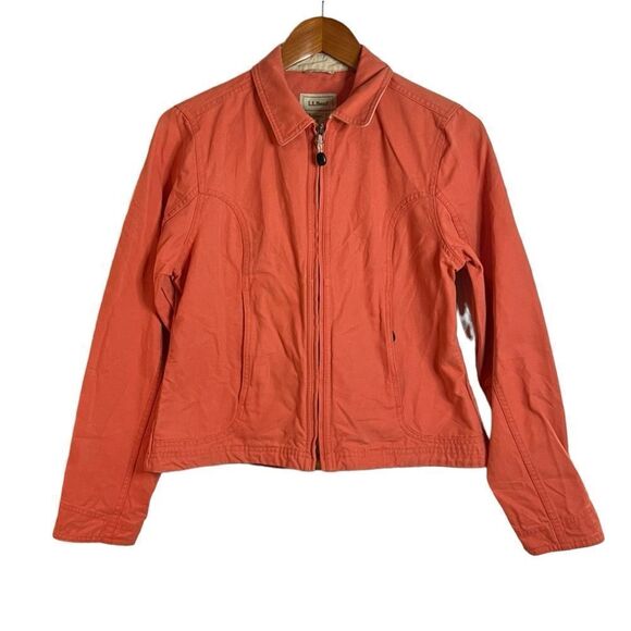 L.L. Bean salmon canvas barn zip up coat. Size small - Picture 6 of 8